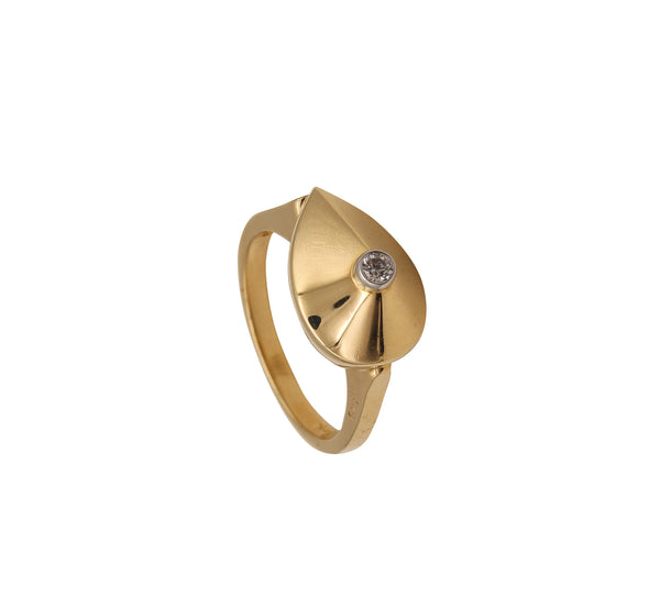 -Aletto Brothers Stackable Medium Pear Shaped Ring In 18Kt Yellow Gold With Diamond