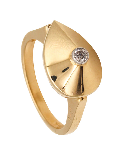 -Aletto Brothers Stackable Medium Pear Shaped Ring In 18Kt Yellow Gold With Diamond