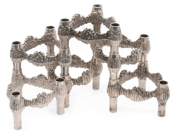 NAGEL QUIST, 1970 GERMANY 6 STAINLESS STACKABLE CANDLE HOLDERS BY CESAR STOFFI