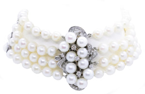 HAMMERMAN BROTHERS 14 KT DIAMONDS & PEARLS BRACELET