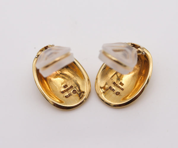 Tiffany And Co. 1978 Angela Cummings Rare Oval Convex Clip Earrings In 18Kt Yellow Gold