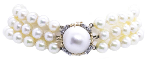 HAMMERMAN BROTHERS 14 KT PEARLS BRACELET WITH DIAMONDS