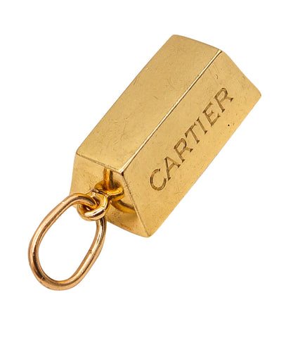 -Cartier Paris 1970 1 Ounce Rectangular Ingot Pendant In Solid 18Kt Yellow Gold