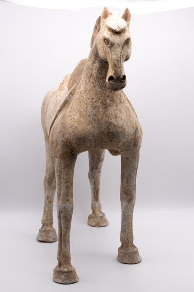 +China 618-907 AD Tang Dynasty Ancient Earthenware Sculpture Of A Walking Horse