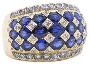 BLUE SAPPHIRES & DIAMONDS 18 KT COCKTAIL RING