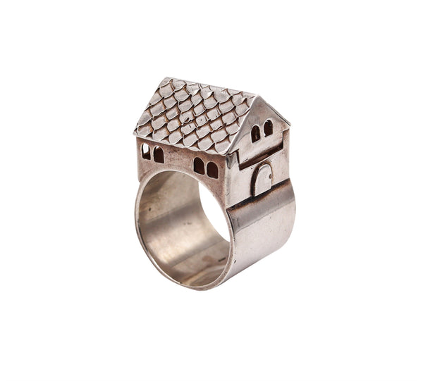 -Traditional Hebrew Wedding House-Box Ring In .925 Sterling Silver