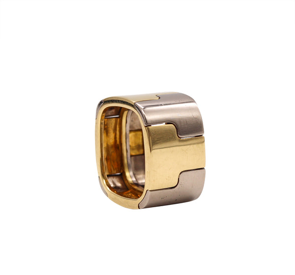 Gubelin 1970 By Paul Binder Geometric Puzzle Ring In Two Tones Of 18Kt Gold