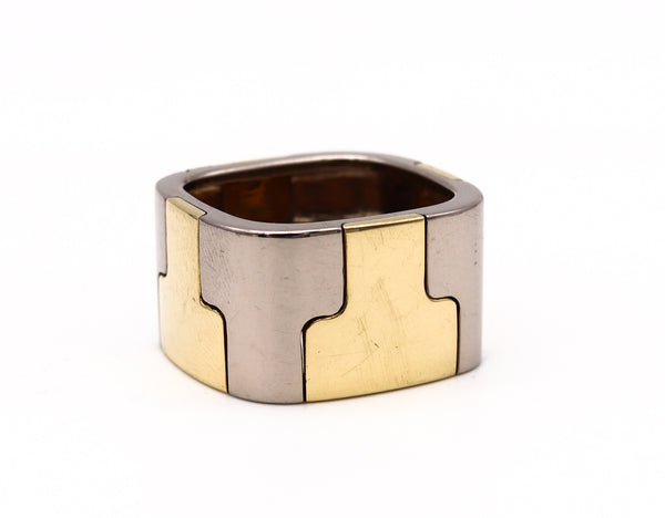 Gubelin 1970 By Paul Binder Geometric Puzzle Ring In Two Tones Of 18Kt Gold