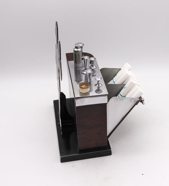 Ronson USA 1936 Art Deco Bartender Lighter Cigarette Dispenser Bar Box Steel And Lacquer