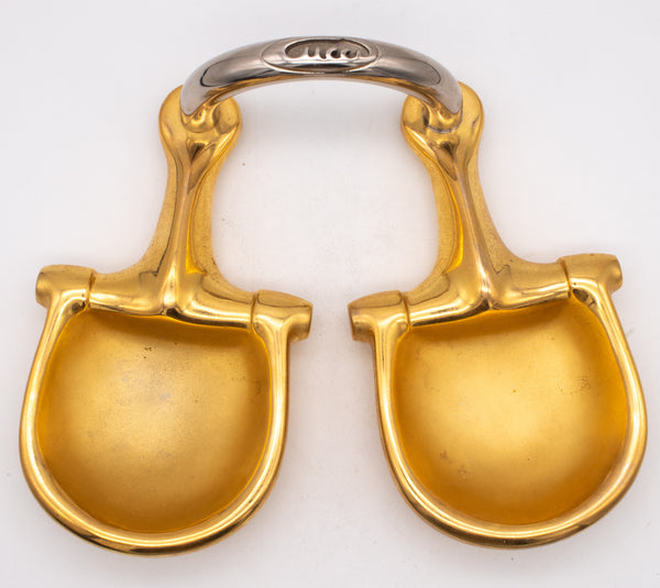 Gucci 1970 Milano Vintage Horse Bits Trinkets Double Dishes In 24Kt Gilded Bronze