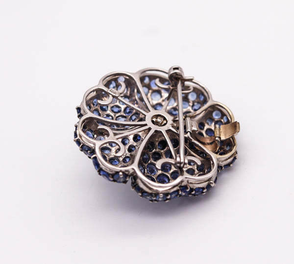 Contemporary Convertible Pendant Brooch In 18Kt Gold With 14.86 Ctw Diamonds And Sapphires
