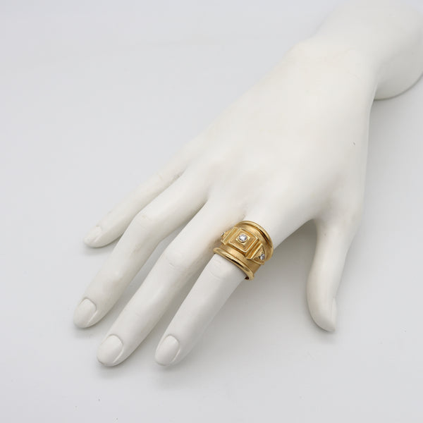 *Lalaounis Vintage Greek Revival ring in solid 18 kt Yellow Gold with VS Diamonds
