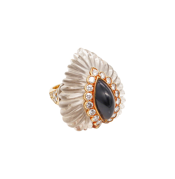 *Boucheron 1970 Paris Cocktail Ring in 18 kt Yellow Gold with 2.36 Cts in Diamonds