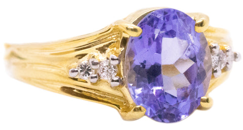 TANZANITE & DIAMONDS 14 KT RING