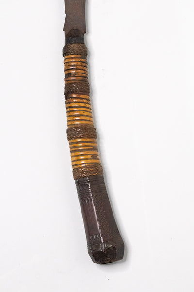 +Philippines 19th Century Panabas Iron Sword With Carved Wood And Rattan Handle