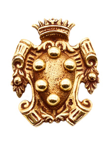 Medici Coat Of Arms 19th Century Italian Brooch Pendant In Solid 18Kt Yellow Gold