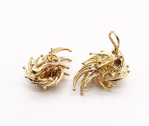 Tiffany Co 1970 Jean Schlumberger Flames Earrings In 18Kt Gold With 1.76 Cts In Diamonds