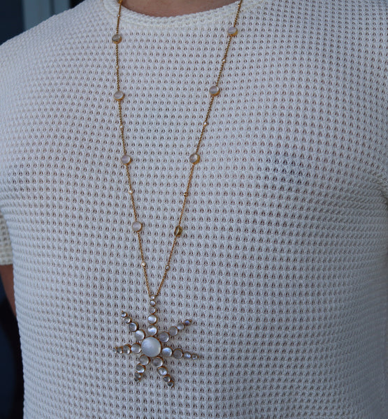 Rebecca Koven Starfish Pendant Necklace In 18Kt Gold With 72.36 Ctw In Diamonds And Moonstones