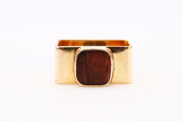 DINH VAN FOR CARTIER 1970 PARIS 18 KT GOLD GEOMETRIC RING WITH PALISANDER WOOD