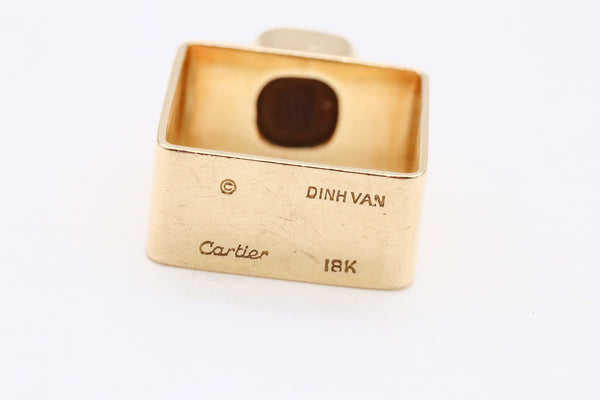 DINH VAN FOR CARTIER 1970 PARIS 18 KT GOLD GEOMETRIC RING WITH PALISANDER WOOD