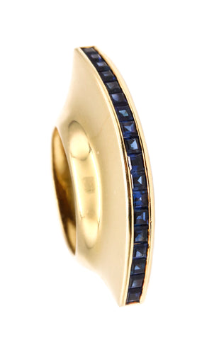 *Paloma Picasso for Tiffany & Co Mohawk ring in 18kt gold with 1.08 Cts of blue Sapphires