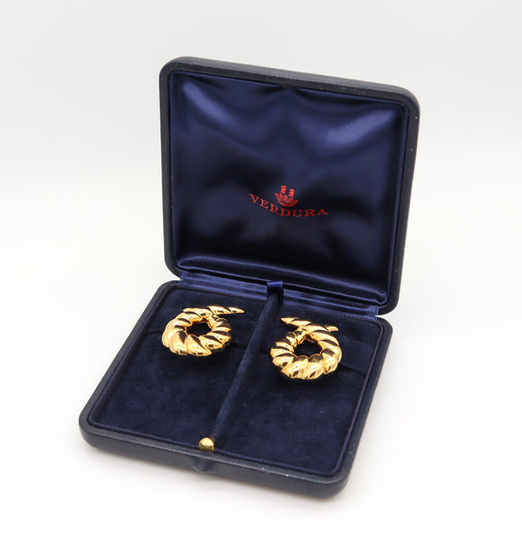 Verdura Milan 1952 Iconic Twisted Horns Clips On Earrings In Solid 18Kt Yellow Gold