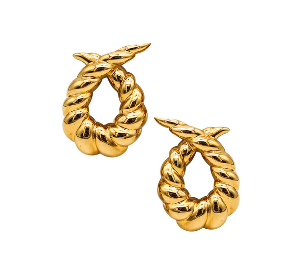 Verdura Milan 1952 Iconic Twisted Horns Clips On Earrings In Solid 18Kt Yellow Gold