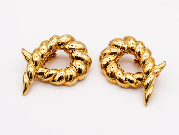 Verdura Milan 1952 Iconic Twisted Horns Clips On Earrings In Solid 18Kt Yellow Gold