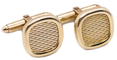 ITALIAN 14 KT GOLD CUFFLINKS WITH LATTICE DESIGN