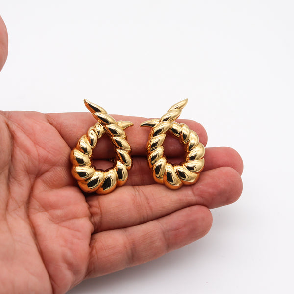 Verdura Milan 1952 Iconic Twisted Horns Clips On Earrings In Solid 18Kt Yellow Gold