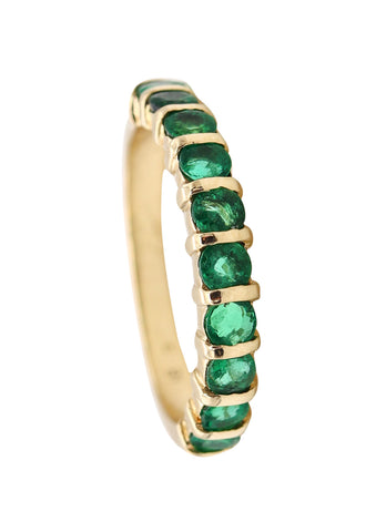 *Eternity half band ring in 18 kt Yellow Gold with 0.90 Cts in Colombian Emeralds