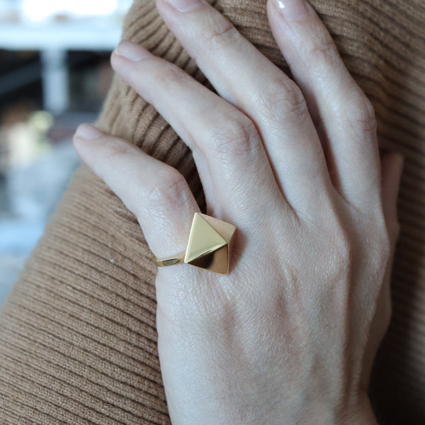 -Aletto Brothers Stackable Large Triangular Geometric Ring In 18Kt Yellow Gold