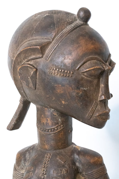 +African 1930 Cote D'Ivoire Baoule Tribal Maternity With Child Carved In Wood