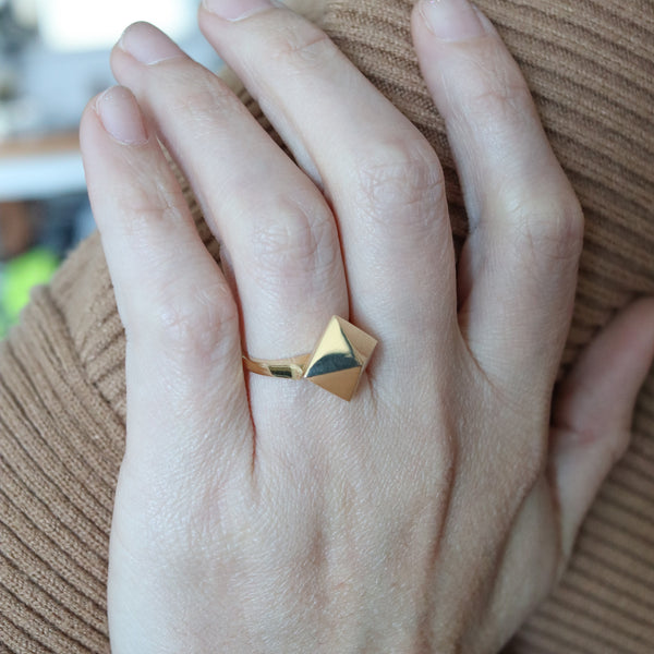 -Aletto Brothers Stackable Small Triangular Geometric Ring In 18Kt Yellow Gold