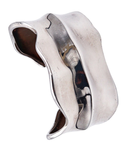 -Tiffany & Co Vintage Sculpted Nature Leaf Cuff Bracelet In 925 Sterling Silver