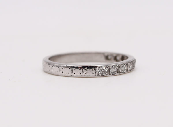 Art Deco 1930 Half Eternity Ring In Platinum With 10 Round Diamonds