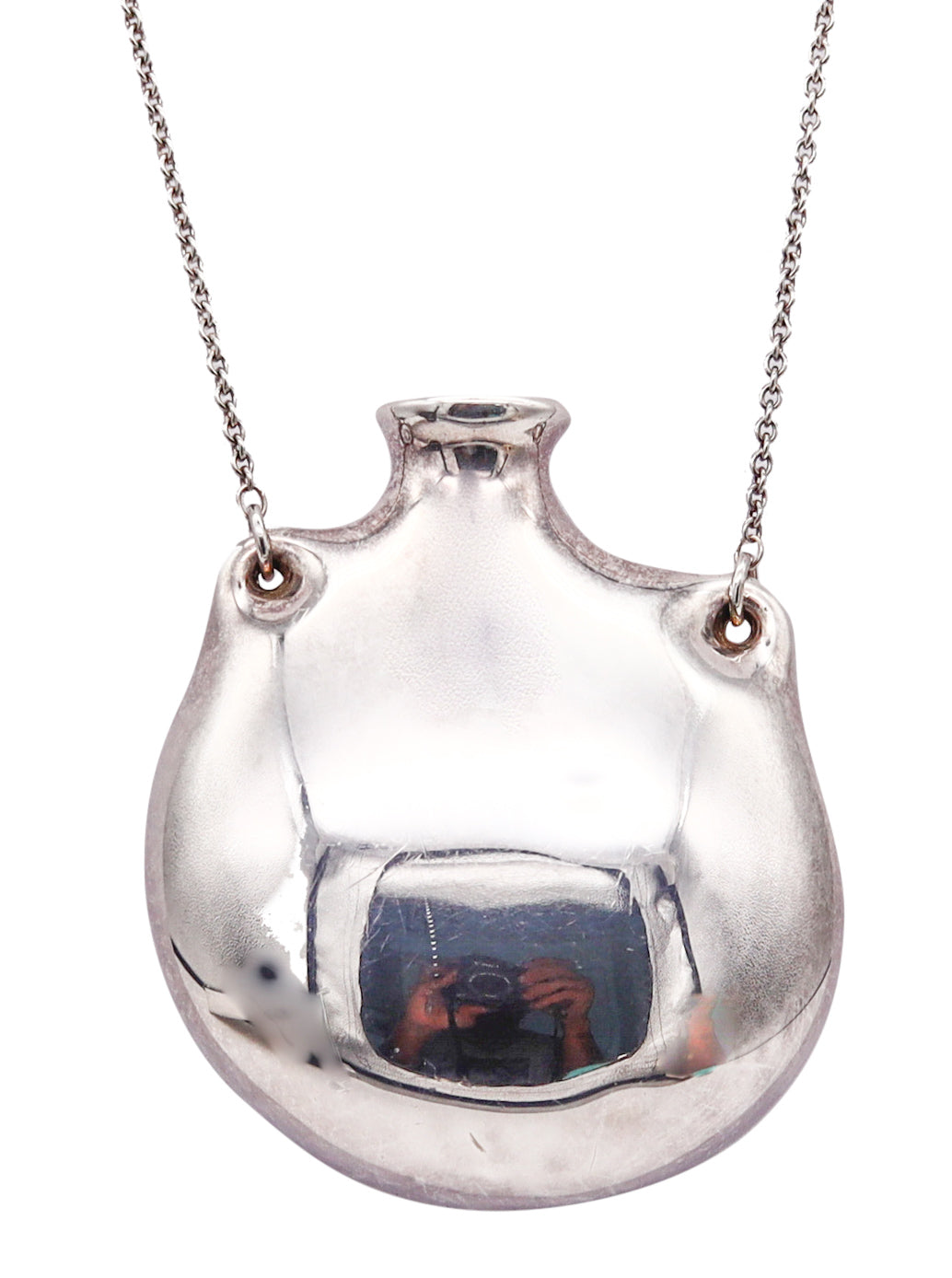 -Tiffany & Co. 1977 By Elsa Peretti Large Freeform Open Bottle Necklace in 925 Sterling Silver