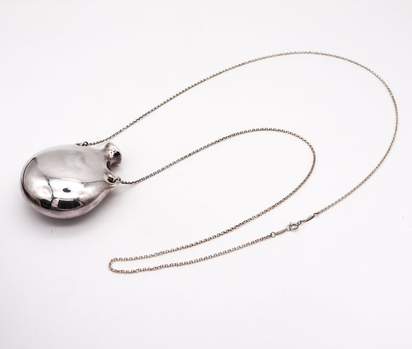 -Tiffany & Co. 1977 By Elsa Peretti Large Freeform Open Bottle Necklace in 925 Sterling Silver