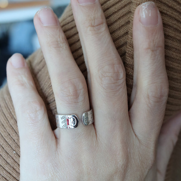 -Cartier Paris 2000 Millennial Double C Ring In Solid 18Kt White Gold