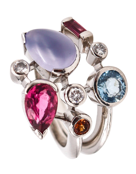 *Cartier Paris Meli-Melo Cocktail Ring in Platinum with 3.75 Cts in Gemstones