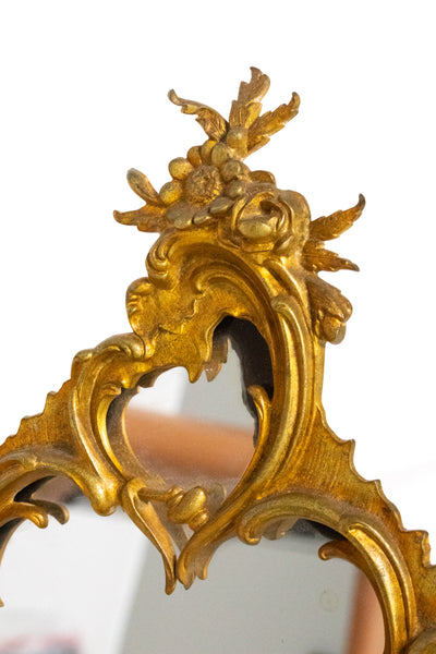 FRANCE EMPIRE 1860 NAPOLEON III VANITY MIRROR MOUNT IN GILDED ORMOLU