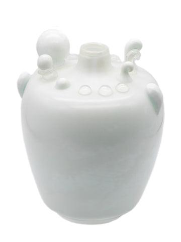 +Yoichi Ohira 1996 Murano Italy Crescita Abstract Vase In White Lattimo Art Glass