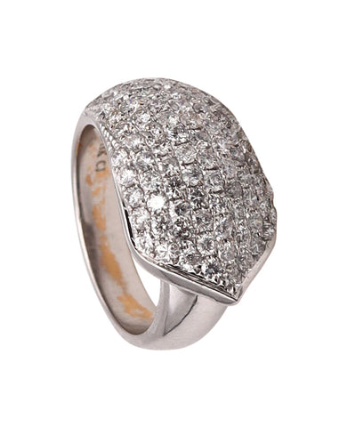 *Italian modern Cocktail ring in 18 kt White gold with 2.52 Cts in VS Diamonds