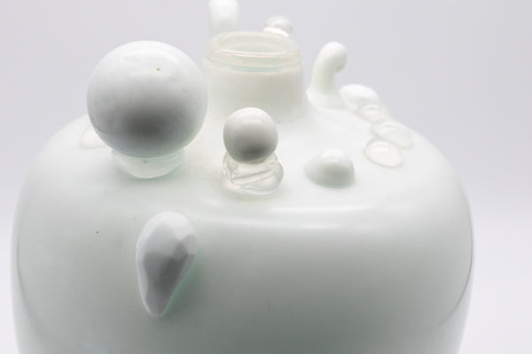 +Yoichi Ohira 1996 Murano Italy Crescita Abstract Vase In White Lattimo Art Glass