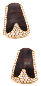 Paul Binder Swiss Clips-Earrings In 18Kt Yellow Gold With Ebony Wood And 2.04 Cts In Diamonds