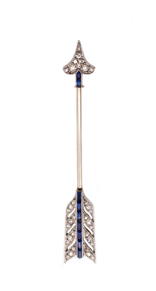 *Cartier 1920 Paris art deco platinum jabot with 1.02 Ctw in diamonds & sapphires