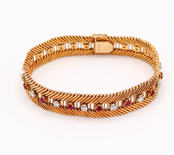 -Bvlgari Milano 1950 Bracelet In 18Kt Gold With 5.42 Ctw In Rubies And Diamonds