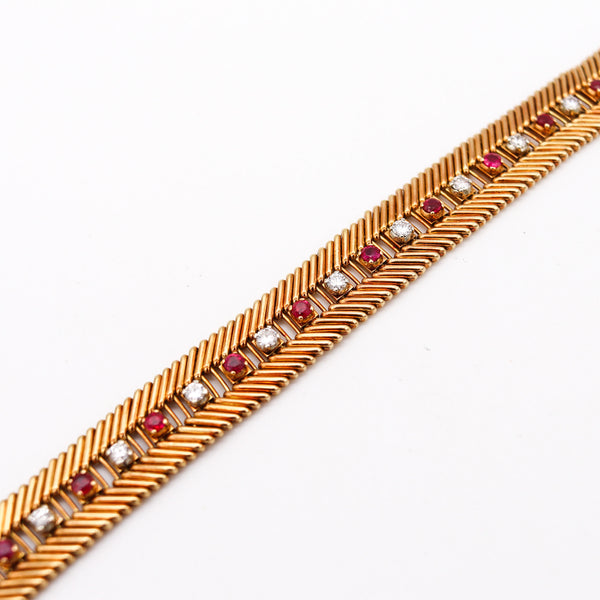 -Bvlgari Milano 1950 Bracelet In 18Kt Gold With 5.42 Ctw In Rubies And Diamonds