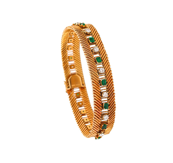-Bvlgari Milano 1950 Bracelet In 18Kt Gold With 5.88 Ctw In Emerald And Diamonds