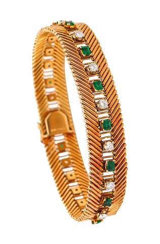 -Bvlgari Milano 1950 Bracelet In 18Kt Gold With 5.88 Ctw In Emerald And Diamonds
